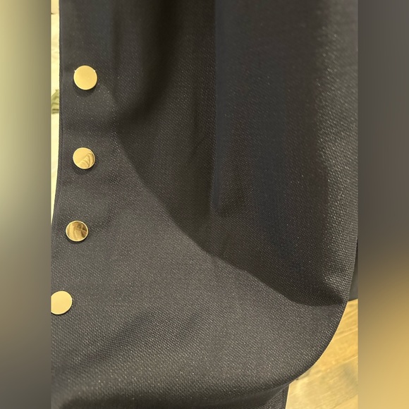 Navy wide leg pants with gold buttons - Picture 3 of 4